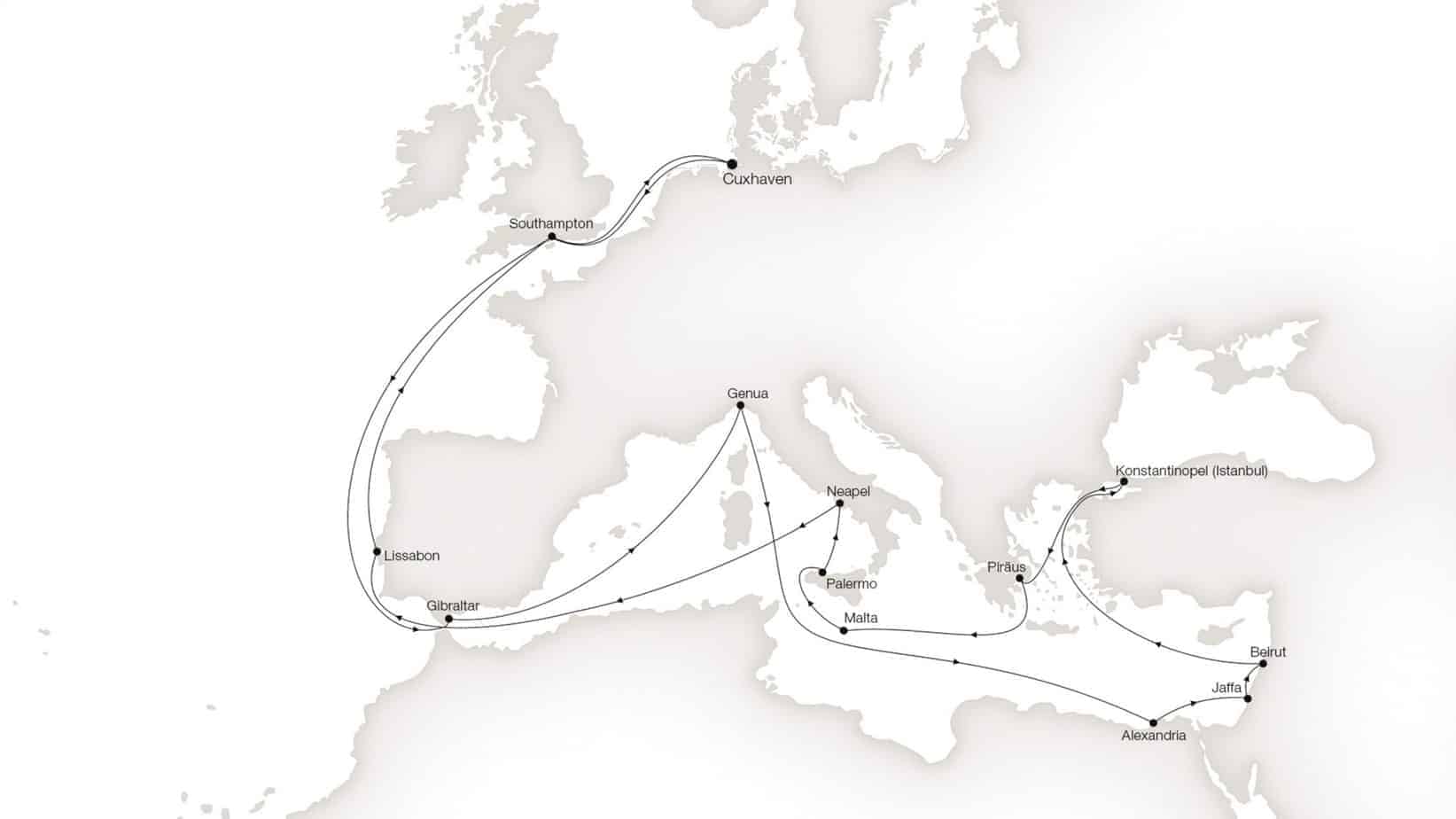 Die erste Route in der Geschichte der Kreuzfahrt. Foto: Hapag-Lloyd AG, Hamburg